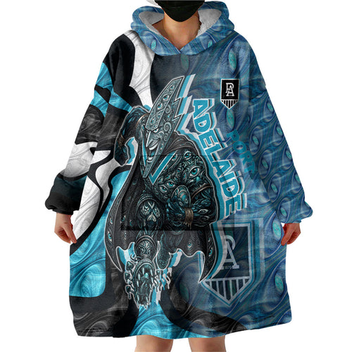 Personalised Port Adelaide Wearable Blanket Hoodie Trippy Psychedelic Abstract Art Mascot Football Fans