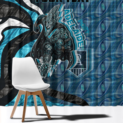 Personalised Port Adelaide Window Curtain Trippy Psychedelic Abstract Art Mascot Football Fans