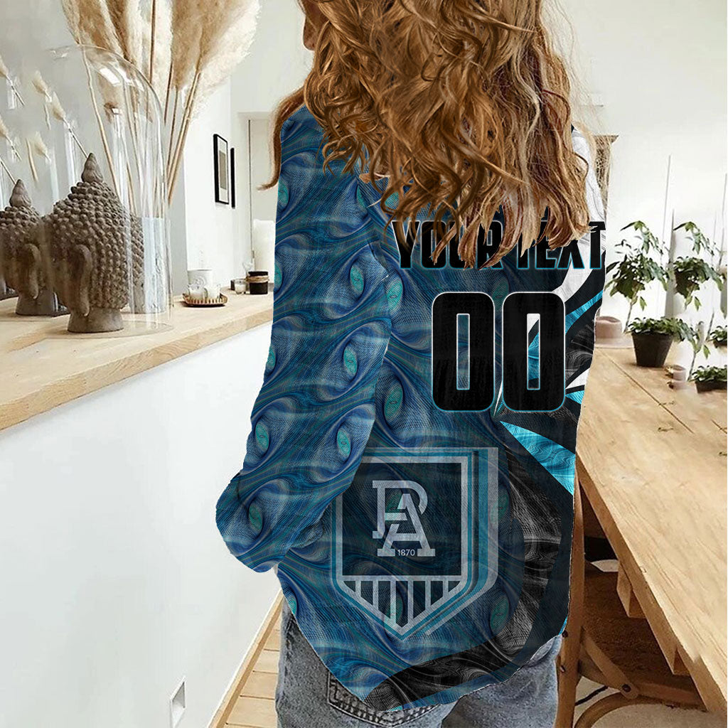 Personalised Port Adelaide Women Casual Shirt Trippy Psychedelic Abstract Art Mascot Football Fans