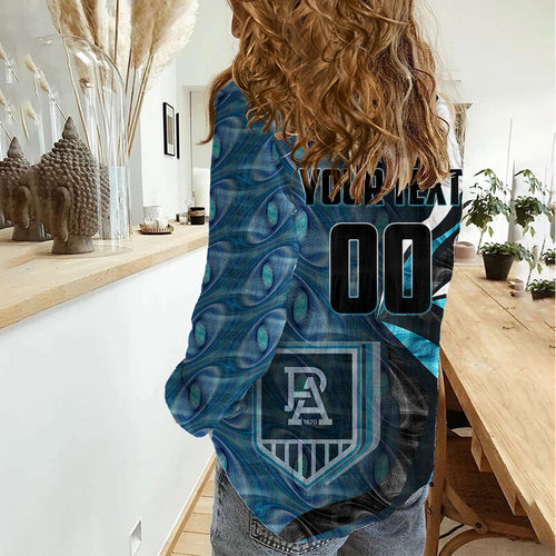 Personalised Port Adelaide Women Casual Shirt Trippy Psychedelic Abstract Art Mascot Football Fans