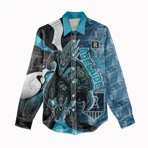 Personalised Port Adelaide Women Casual Shirt Trippy Psychedelic Abstract Art Mascot Football Fans