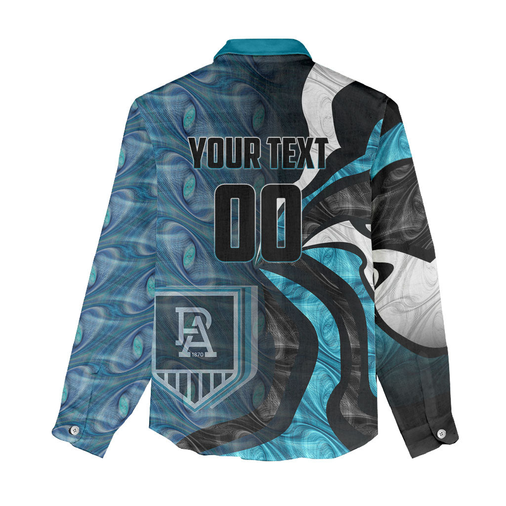 Personalised Port Adelaide Women Casual Shirt Trippy Psychedelic Abstract Art Mascot Football Fans