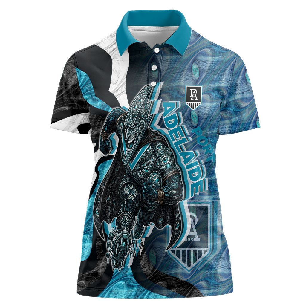 Personalised Port Adelaide Women Polo Shirt Trippy Psychedelic Abstract Art Mascot Football Fans