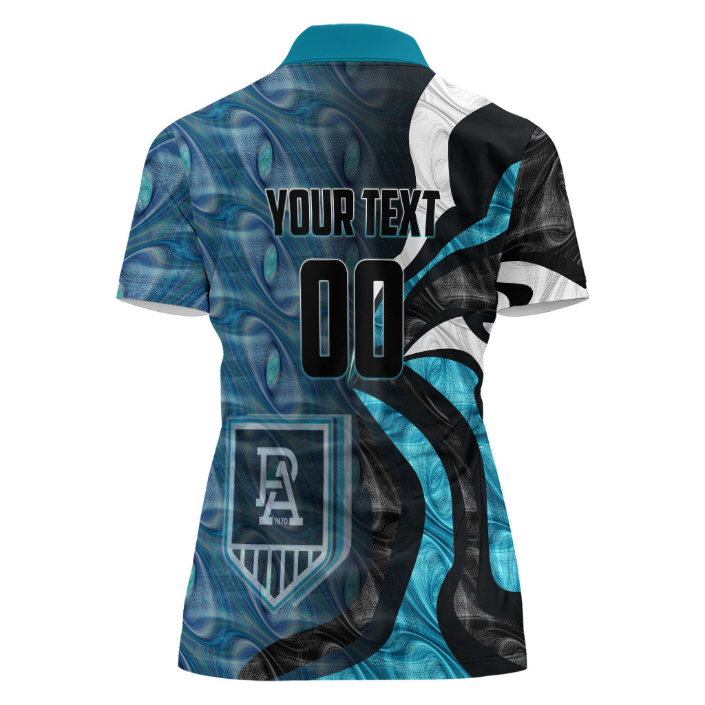 Personalised Port Adelaide Women Polo Shirt Trippy Psychedelic Abstract Art Mascot Football Fans