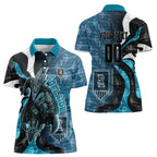 Personalised Port Adelaide Women Polo Shirt Trippy Psychedelic Abstract Art Mascot Football Fans