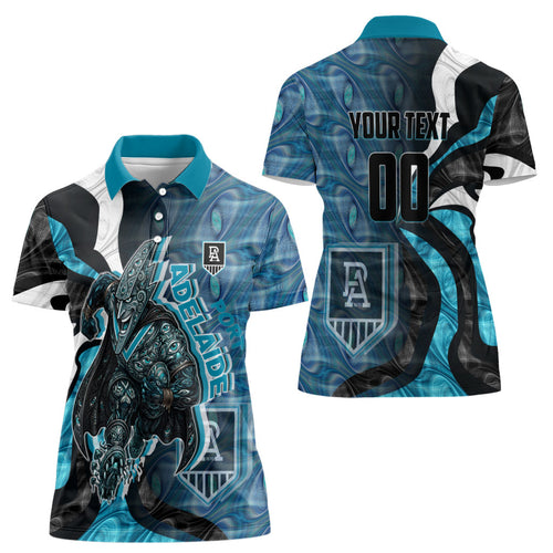 Personalised Port Adelaide Women Polo Shirt Trippy Psychedelic Abstract Art Mascot Football Fans