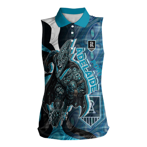 Personalised Port Adelaide Women Sleeveless Polo Shirt Trippy Psychedelic Abstract Art Mascot Football Fans