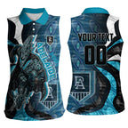 Personalised Port Adelaide Women Sleeveless Polo Shirt Trippy Psychedelic Abstract Art Mascot Football Fans