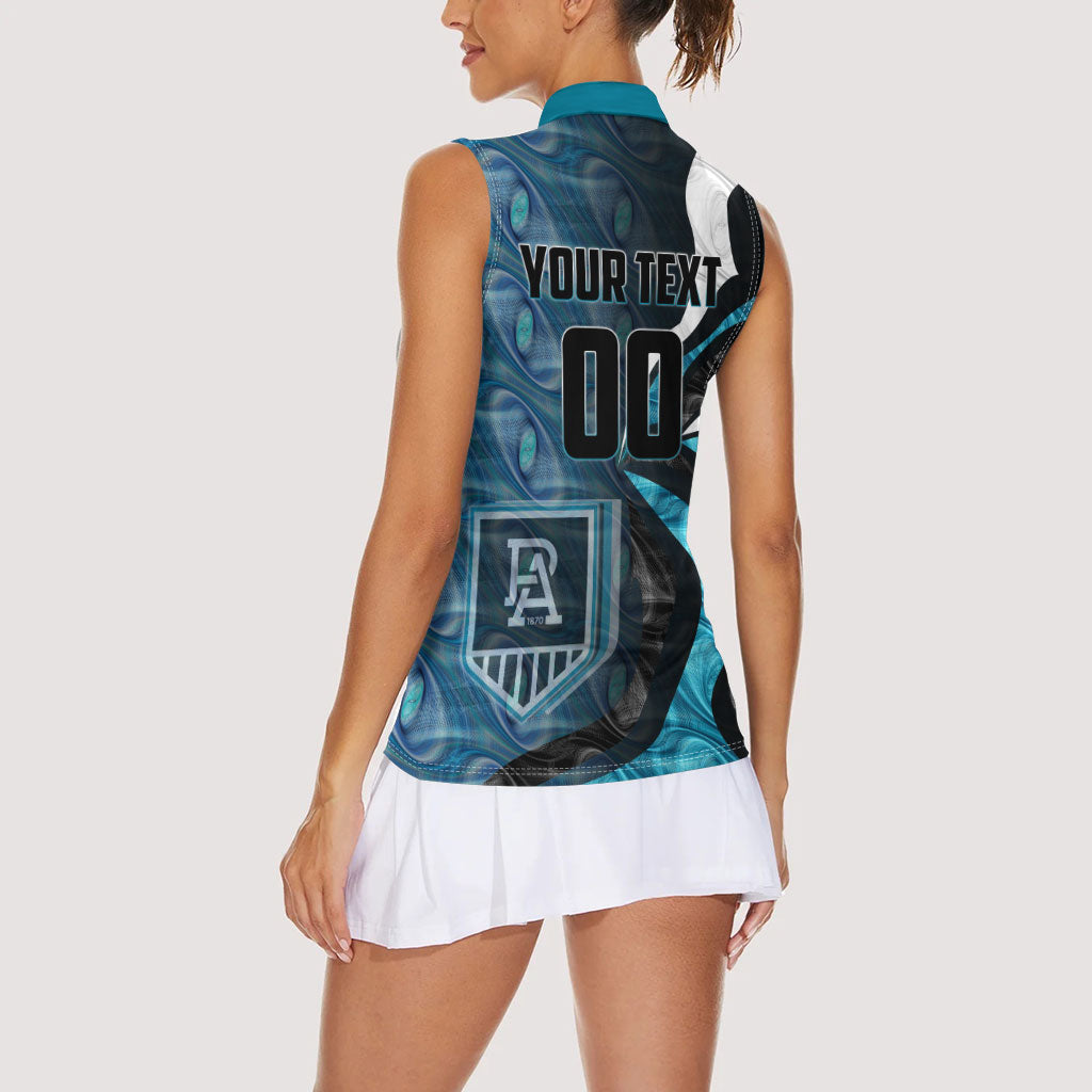 Personalised Port Adelaide Women Sleeveless Polo Shirt Trippy Psychedelic Abstract Art Mascot Football Fans