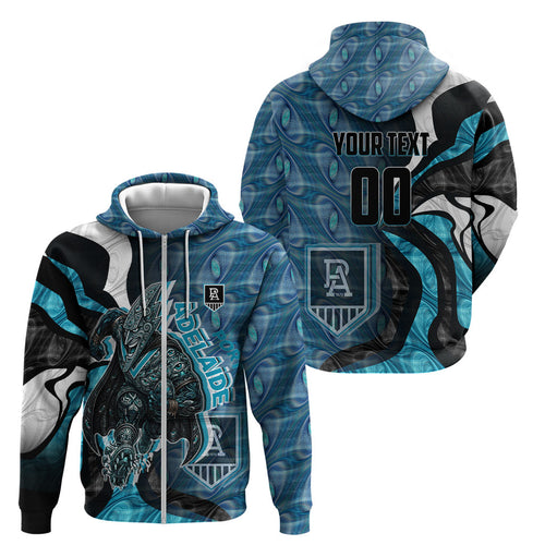 Personalised Port Adelaide Zip Hoodie Trippy Psychedelic Abstract Art Mascot Football Fans