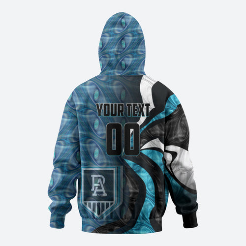 Personalised Port Adelaide Zip Hoodie Trippy Psychedelic Abstract Art Mascot Football Fans