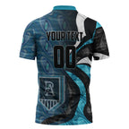 Personalised Port Adelaide Zipper Polo Shirt Trippy Psychedelic Abstract Art Mascot Football Fans