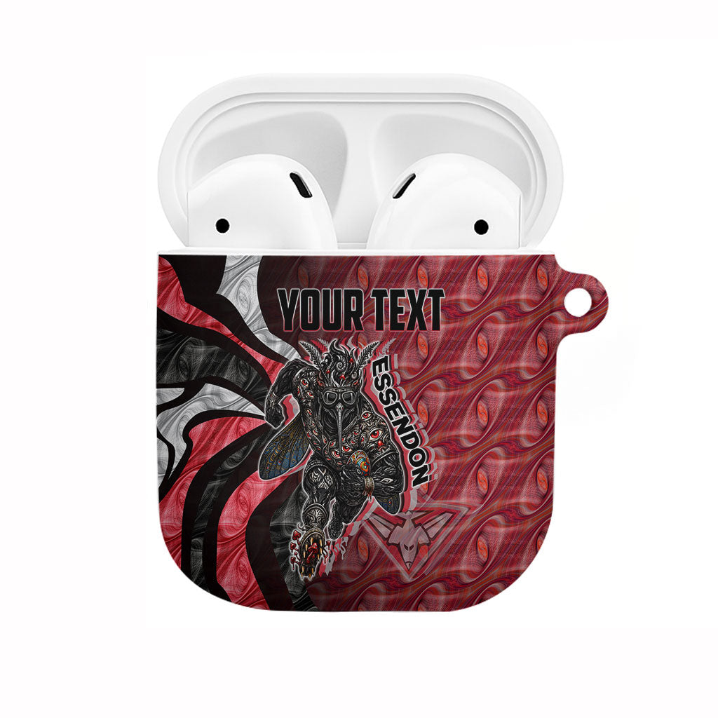 Personalised Essendon Bombers AirPods Case Trippy Psychedelic Abstract Art Mascot Football Fans