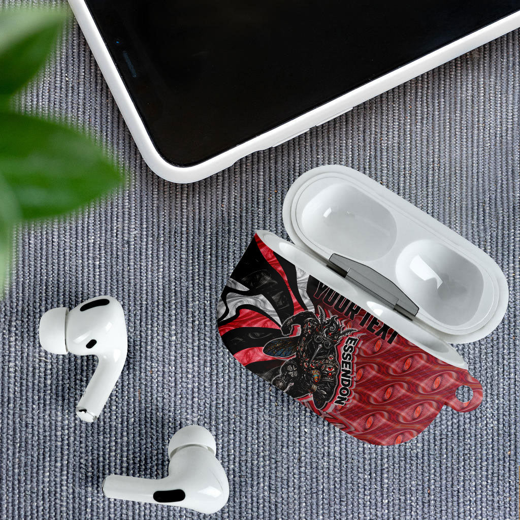 Personalised Essendon Bombers AirPods Case Trippy Psychedelic Abstract Art Mascot Football Fans