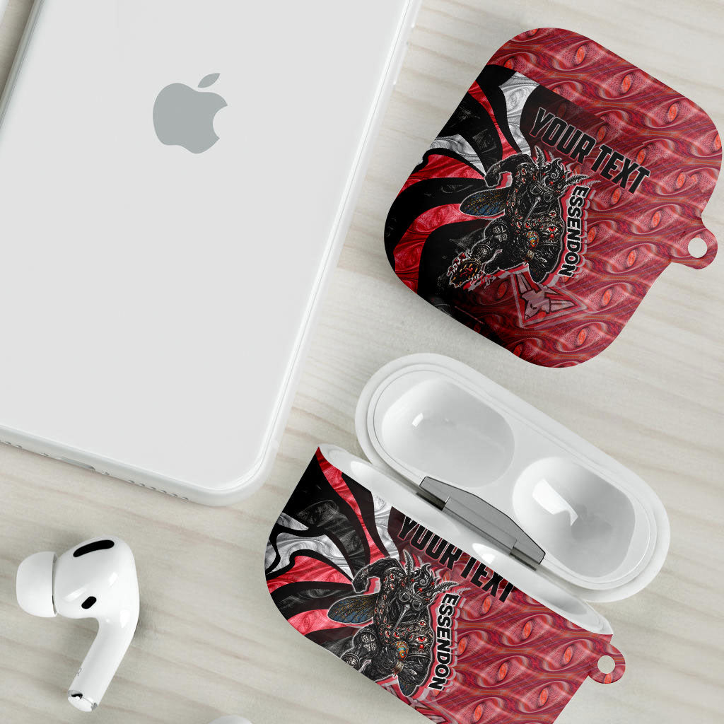 Personalised Essendon Bombers AirPods Case Trippy Psychedelic Abstract Art Mascot Football Fans