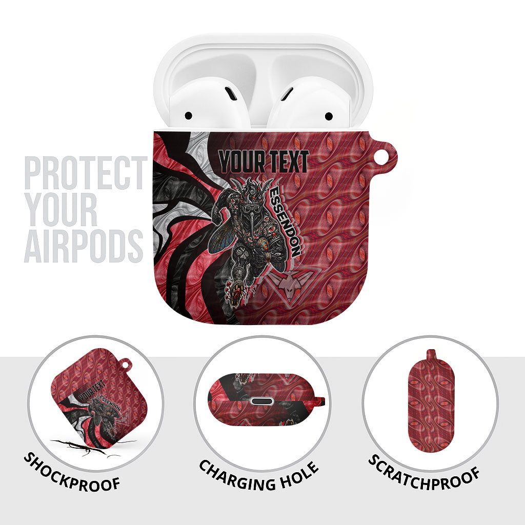 Personalised Essendon Bombers AirPods Case Trippy Psychedelic Abstract Art Mascot Football Fans