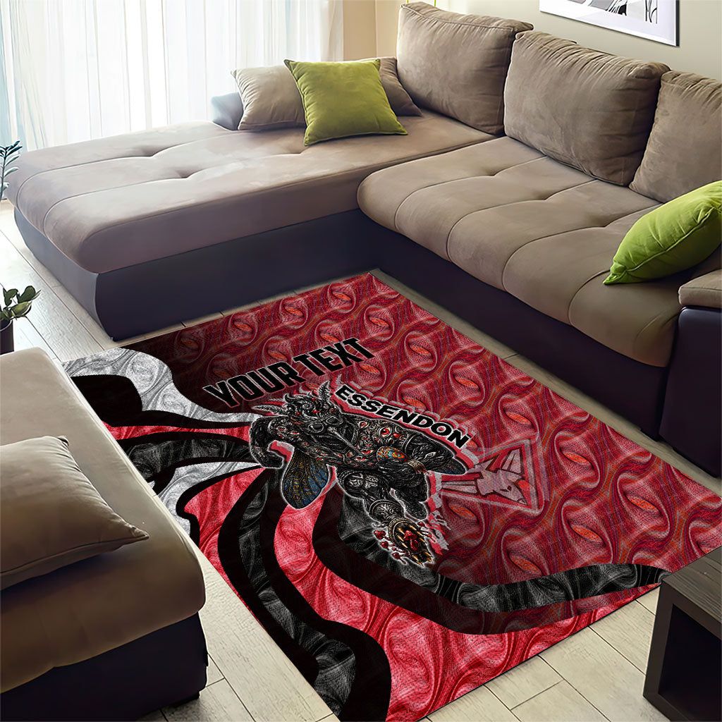Personalised Essendon Bombers Area Rug Trippy Psychedelic Abstract Art Mascot Football Fans