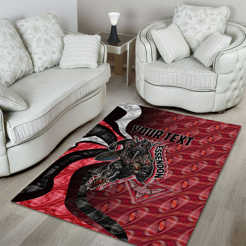 Personalised Essendon Bombers Area Rug Trippy Psychedelic Abstract Art Mascot Football Fans