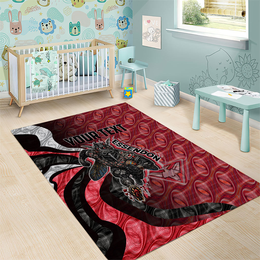 Personalised Essendon Bombers Area Rug Trippy Psychedelic Abstract Art Mascot Football Fans