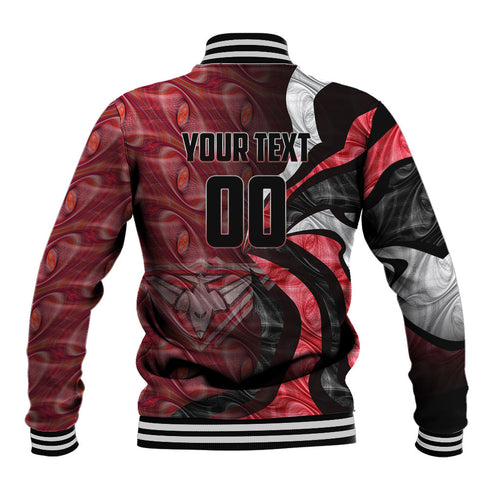 Personalised Essendon Bombers Baseball Jacket Trippy Psychedelic Abstract Art Mascot Football Fans