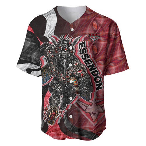 Personalised Essendon Bombers Baseball Jersey Trippy Psychedelic Abstract Art Mascot Football Fans