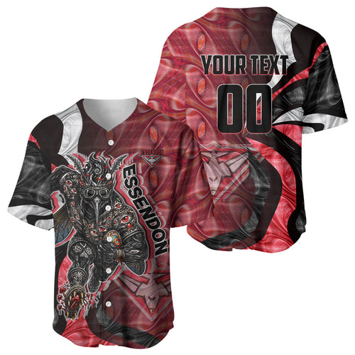 Personalised Essendon Bombers Baseball Jersey Trippy Psychedelic Abstract Art Mascot Football Fans