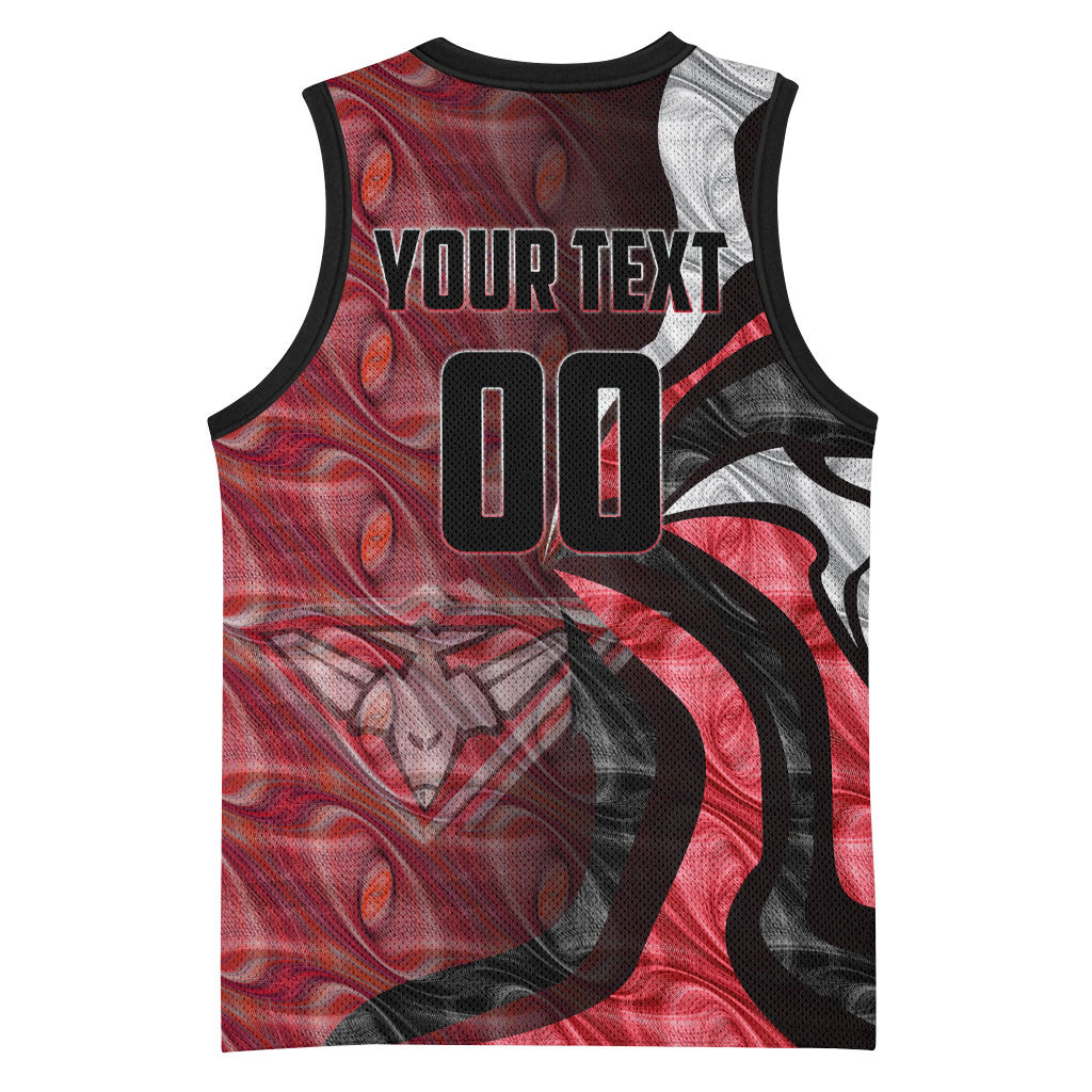 Personalised Essendon Bombers Basketball Jersey Trippy Psychedelic Abstract Art Mascot Football Fans