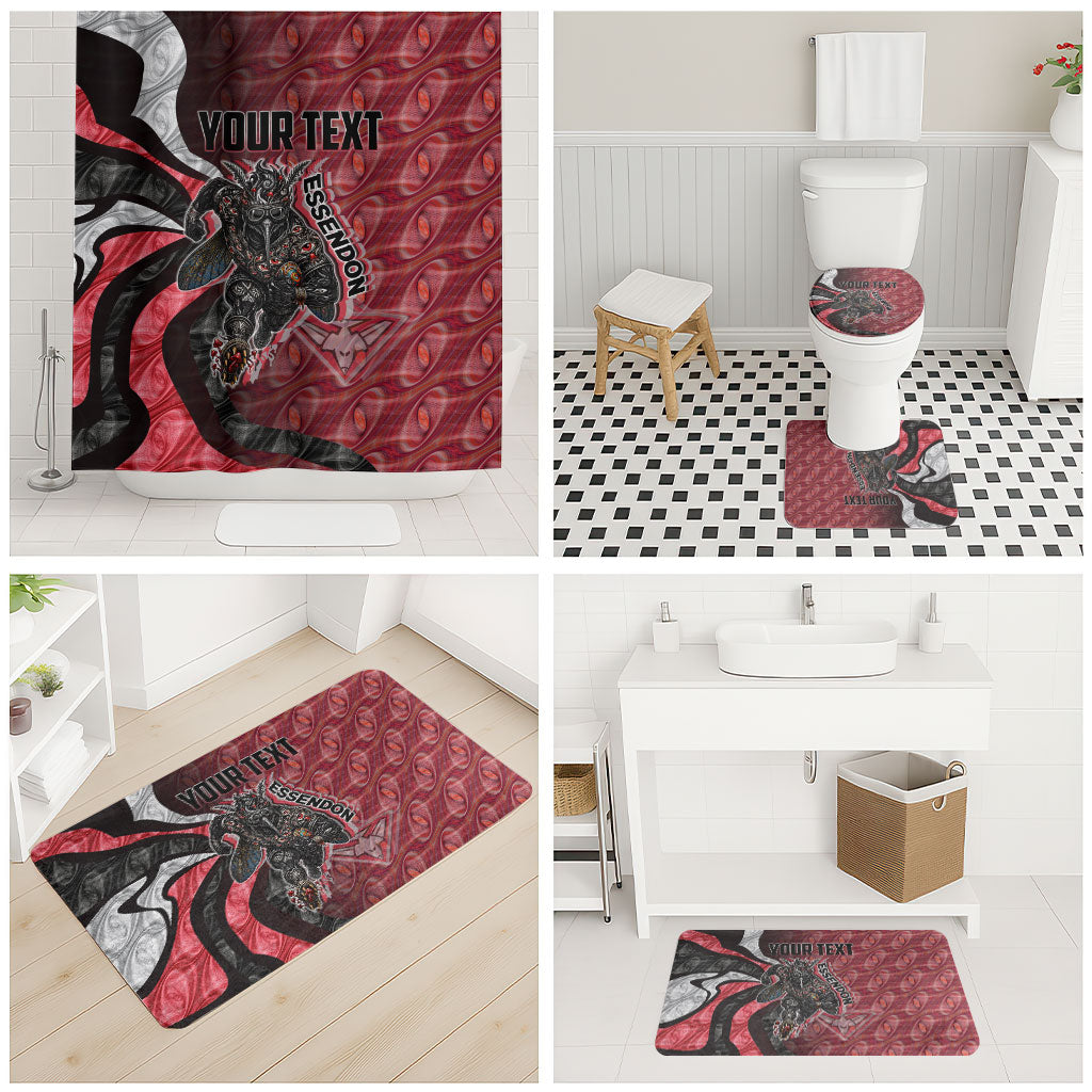 Personalised Essendon Bombers Bathroom Set Trippy Psychedelic Abstract Art Mascot Football Fans