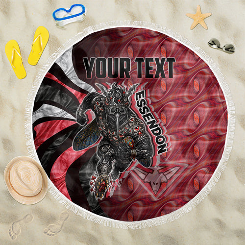Personalised Essendon Bombers Beach Blanket Trippy Psychedelic Abstract Art Mascot Football Fans