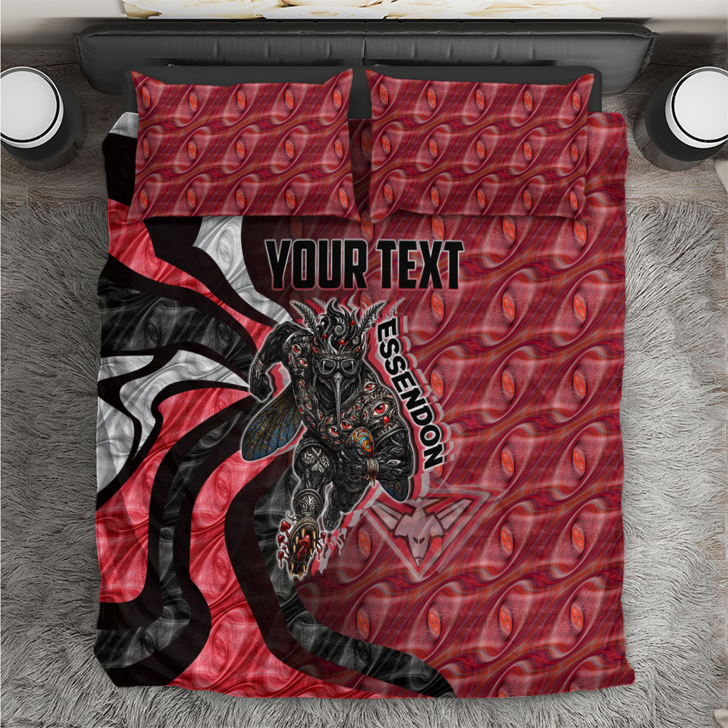 Personalised Essendon Bombers Bedding Set Trippy Psychedelic Abstract Art Mascot Football Fans