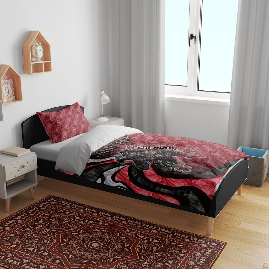 Personalised Essendon Bombers Bedding Set Trippy Psychedelic Abstract Art Mascot Football Fans