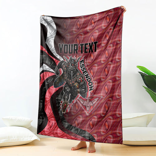Personalised Essendon Bombers Blanket Trippy Psychedelic Abstract Art Mascot Football Fans