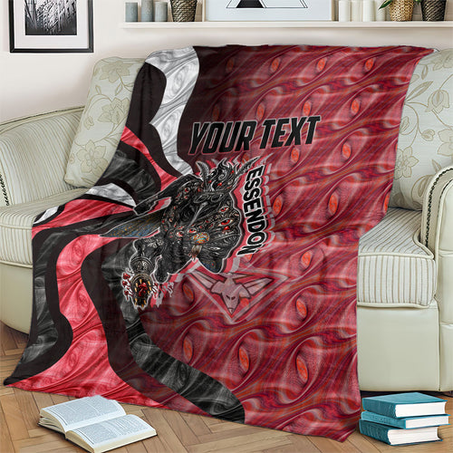 Personalised Essendon Bombers Blanket Trippy Psychedelic Abstract Art Mascot Football Fans