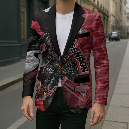 Personalised Essendon Bombers Blazer Trippy Psychedelic Abstract Art Mascot Football Fans