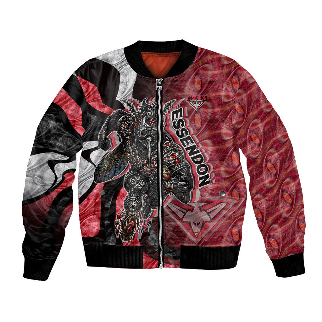 Personalised Essendon Bombers Bomber Jacket Trippy Psychedelic Abstract Art Mascot Football Fans