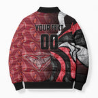 Personalised Essendon Bombers Bomber Puffer Jacket Trippy Psychedelic Abstract Art Mascot Football Fans