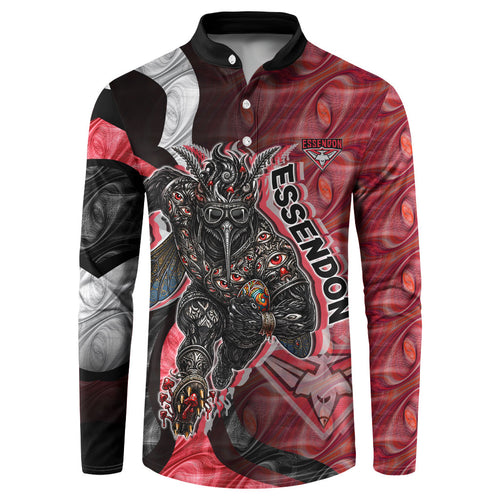 Personalised Essendon Bombers Button Sweatshirt Trippy Psychedelic Abstract Art Mascot Football Fans