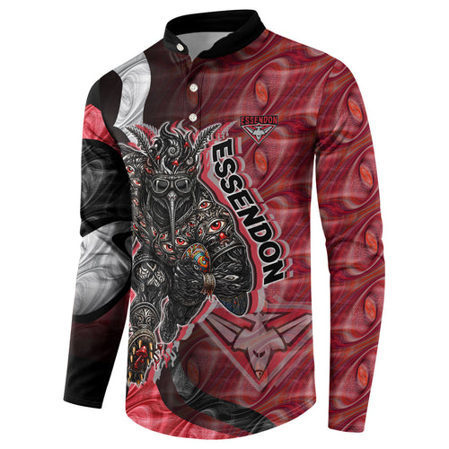 Personalised Essendon Bombers Button Sweatshirt Trippy Psychedelic Abstract Art Mascot Football Fans