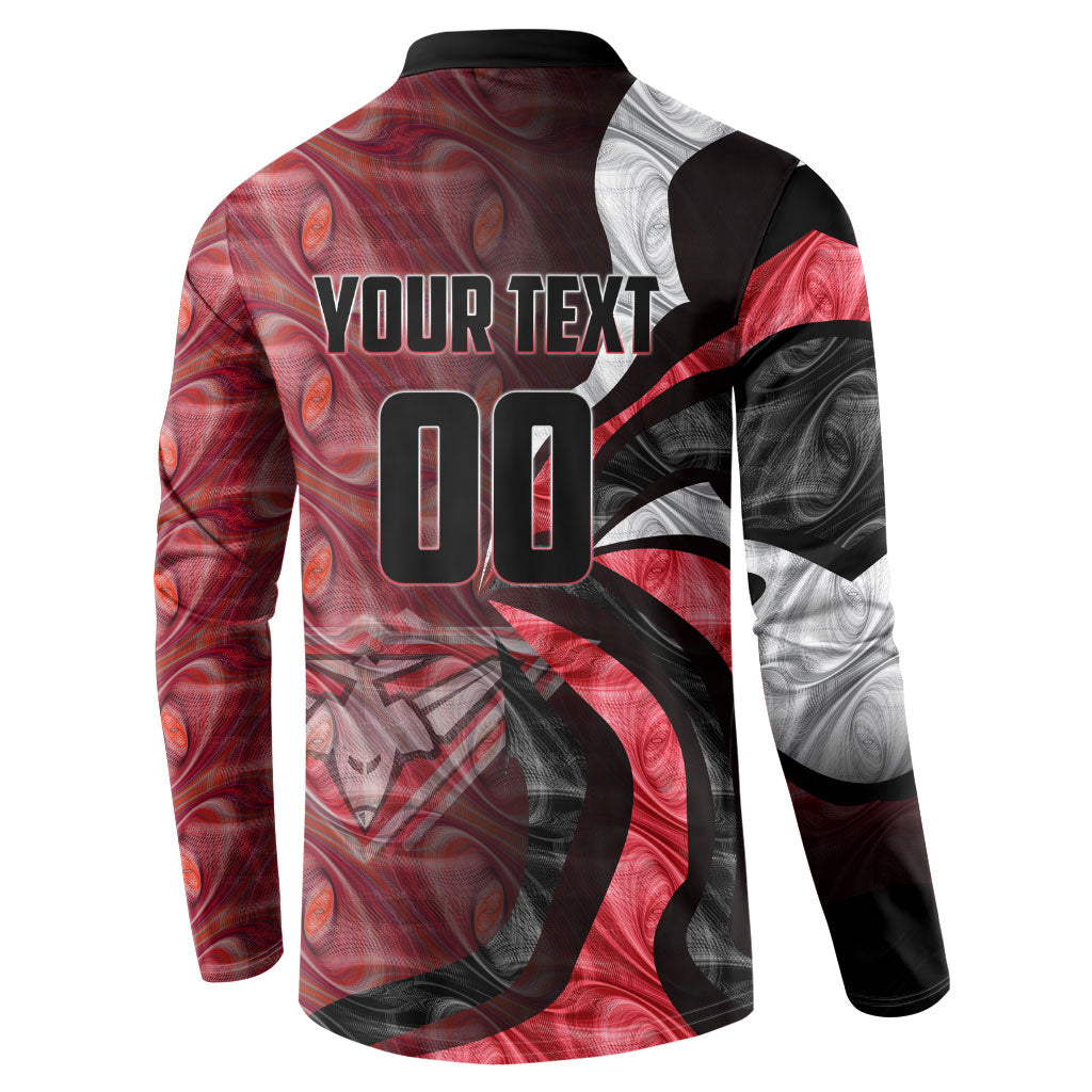 Personalised Essendon Bombers Button Sweatshirt Trippy Psychedelic Abstract Art Mascot Football Fans