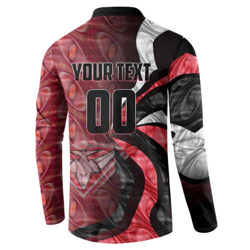 Personalised Essendon Bombers Button Sweatshirt Trippy Psychedelic Abstract Art Mascot Football Fans