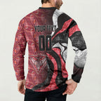 Personalised Essendon Bombers Button Sweatshirt Trippy Psychedelic Abstract Art Mascot Football Fans