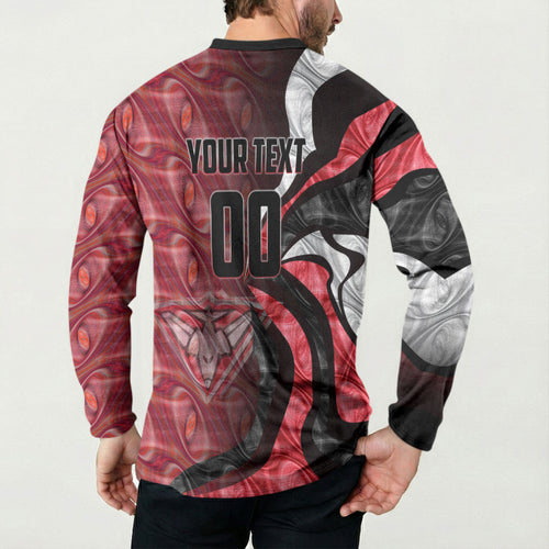Personalised Essendon Bombers Button Sweatshirt Trippy Psychedelic Abstract Art Mascot Football Fans