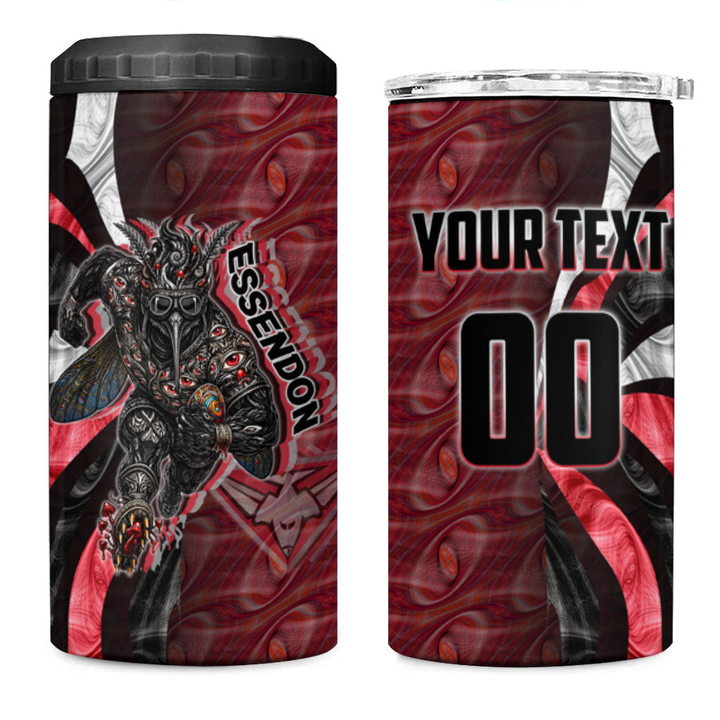Personalised Essendon Bombers 4 in 1 Can Cooler Tumbler Trippy Psychedelic Abstract Art Mascot Football Fans