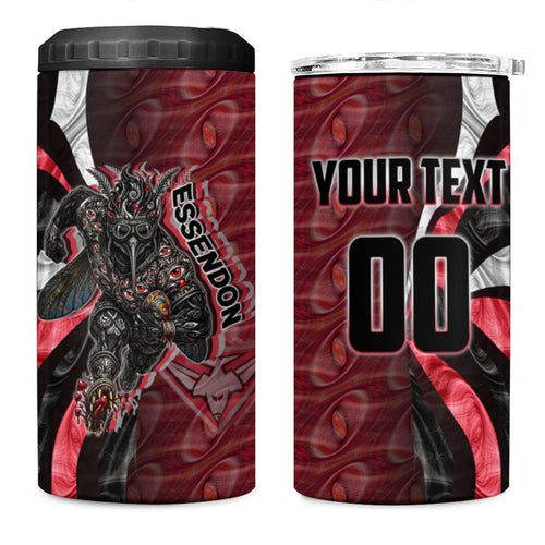 Personalised Essendon Bombers 4 in 1 Can Cooler Tumbler Trippy Psychedelic Abstract Art Mascot Football Fans