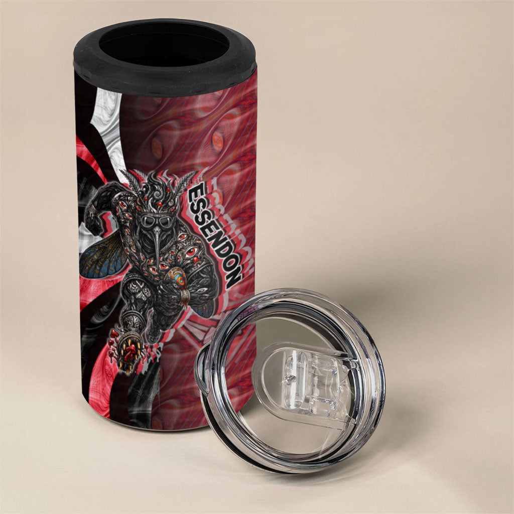 Personalised Essendon Bombers 4 in 1 Can Cooler Tumbler Trippy Psychedelic Abstract Art Mascot Football Fans