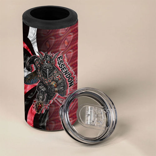 Personalised Essendon Bombers 4 in 1 Can Cooler Tumbler Trippy Psychedelic Abstract Art Mascot Football Fans