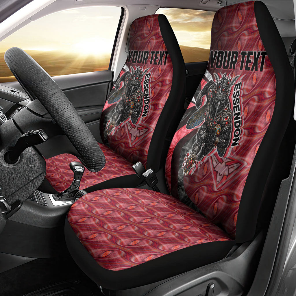 Personalised Essendon Bombers Car Seat Cover Trippy Psychedelic Abstract Art Mascot Football Fans