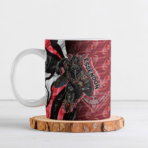 Personalised Essendon Bombers Ceramic Mug Trippy Psychedelic Abstract Art Mascot Football Fans