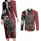 Personalised Essendon Bombers Couples Matching Long Sleeve Bodycon Dress and Long Sleeve Button Shirt Trippy Psychedelic Abstract Art Mascot Football Fans