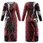 Personalised Essendon Bombers Couples Matching Long Sleeve Bodycon Dress and Long Sleeve Button Shirt Trippy Psychedelic Abstract Art Mascot Football Fans